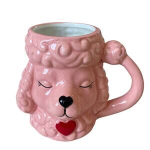 Hand Painted Pink Poodle Mug Tea Cup Ceramic New